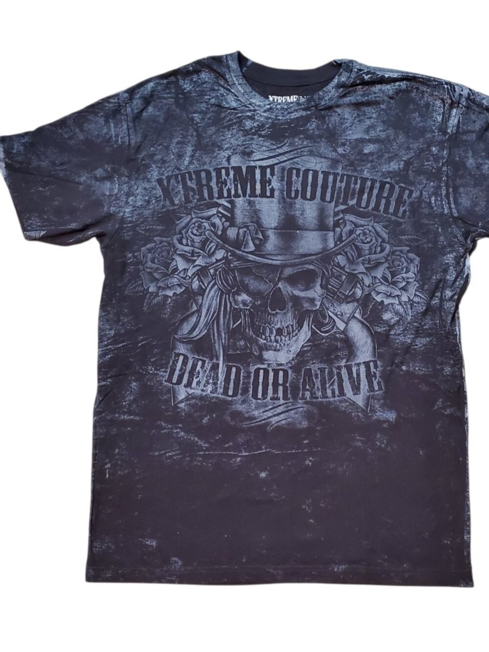 Extreme Couture Affliction Y2K Style Skull Rose Gun Ghost Shirt - XL